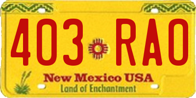 NM license plate 403RAO