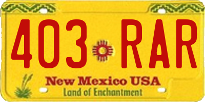 NM license plate 403RAR