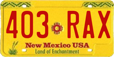 NM license plate 403RAX