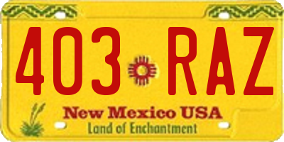 NM license plate 403RAZ
