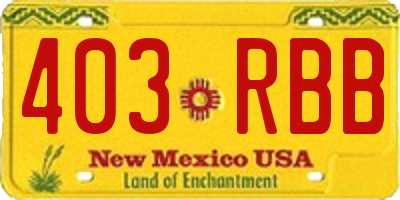 NM license plate 403RBB