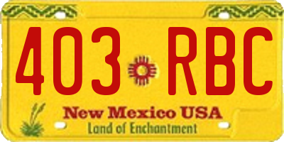 NM license plate 403RBC