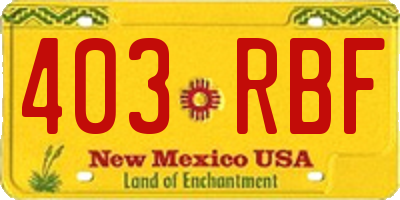 NM license plate 403RBF