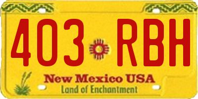 NM license plate 403RBH