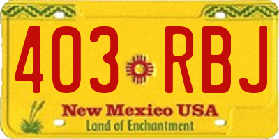 NM license plate 403RBJ