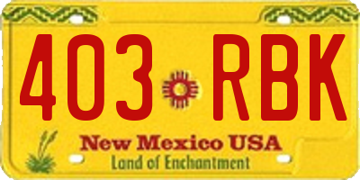 NM license plate 403RBK