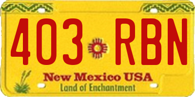 NM license plate 403RBN