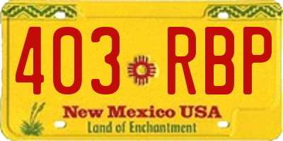 NM license plate 403RBP