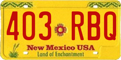 NM license plate 403RBQ