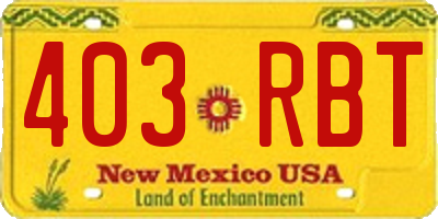 NM license plate 403RBT