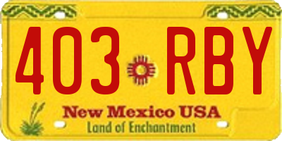 NM license plate 403RBY