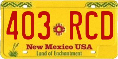 NM license plate 403RCD