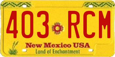 NM license plate 403RCM