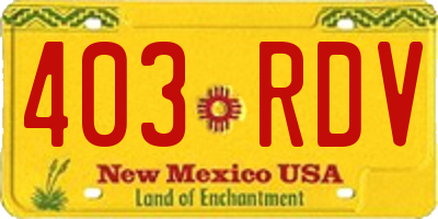 NM license plate 403RDV