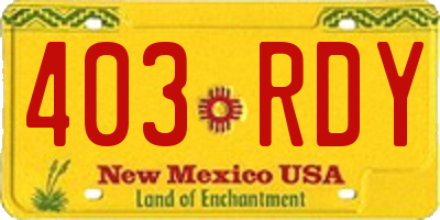 NM license plate 403RDY
