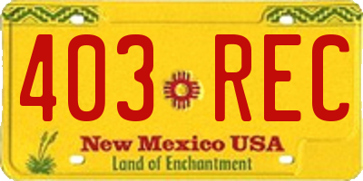 NM license plate 403REC