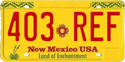 NM license plate 403REF