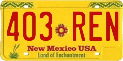 NM license plate 403REN