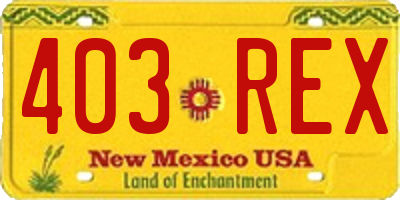 NM license plate 403REX