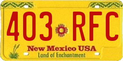 NM license plate 403RFC