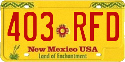 NM license plate 403RFD