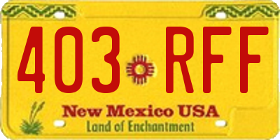 NM license plate 403RFF