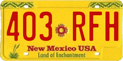NM license plate 403RFH