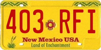 NM license plate 403RFI