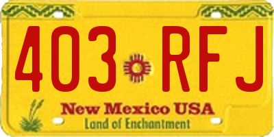 NM license plate 403RFJ