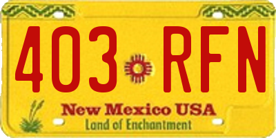 NM license plate 403RFN