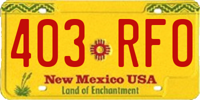 NM license plate 403RFO
