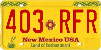 NM license plate 403RFR