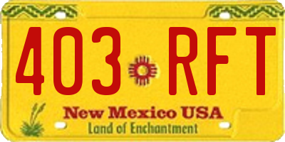 NM license plate 403RFT