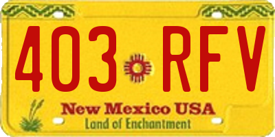 NM license plate 403RFV