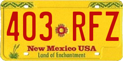 NM license plate 403RFZ