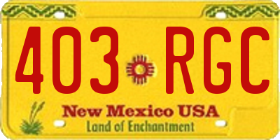 NM license plate 403RGC