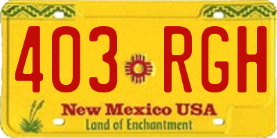 NM license plate 403RGH
