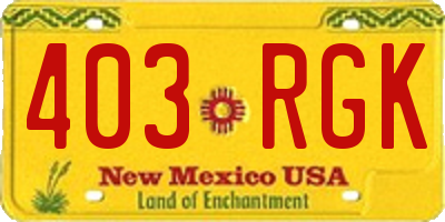NM license plate 403RGK