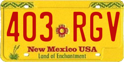 NM license plate 403RGV