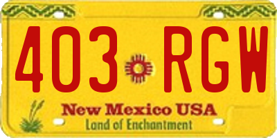NM license plate 403RGW