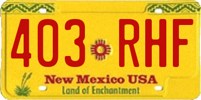 NM license plate 403RHF