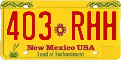 NM license plate 403RHH