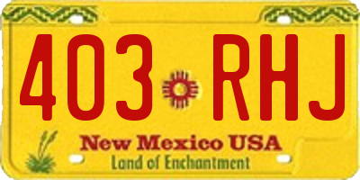 NM license plate 403RHJ