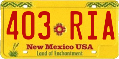 NM license plate 403RIA