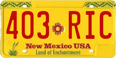 NM license plate 403RIC