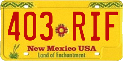 NM license plate 403RIF
