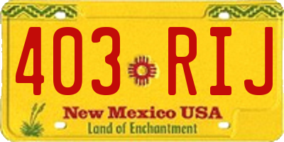 NM license plate 403RIJ