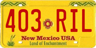 NM license plate 403RIL