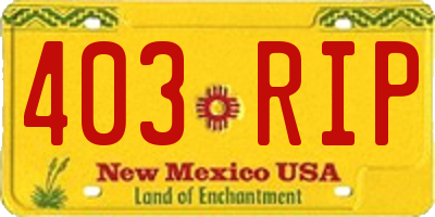 NM license plate 403RIP