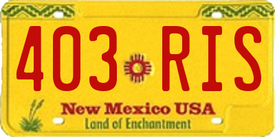 NM license plate 403RIS